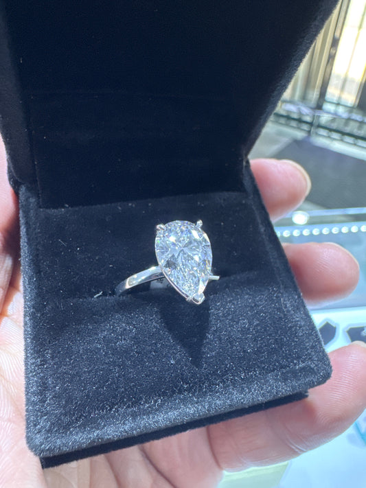 3.69ct Pear Shaped Lab Grown Diamond Engagement Ring